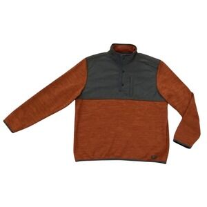G.H. Bass & Co. Men's 1/4 Snap Pullover Fleece Sweatshirt XL Tall Orange‎ Gray